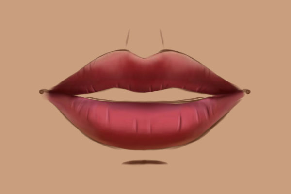 Lighter colored lip wrinkles