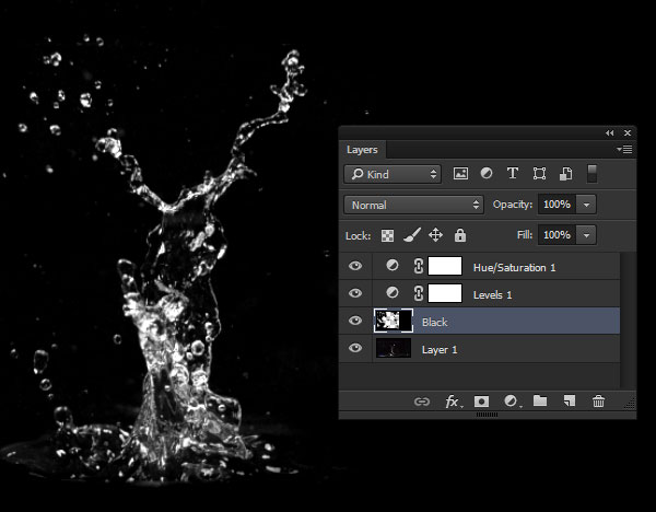 Isolate the splash image with a layer of black paint