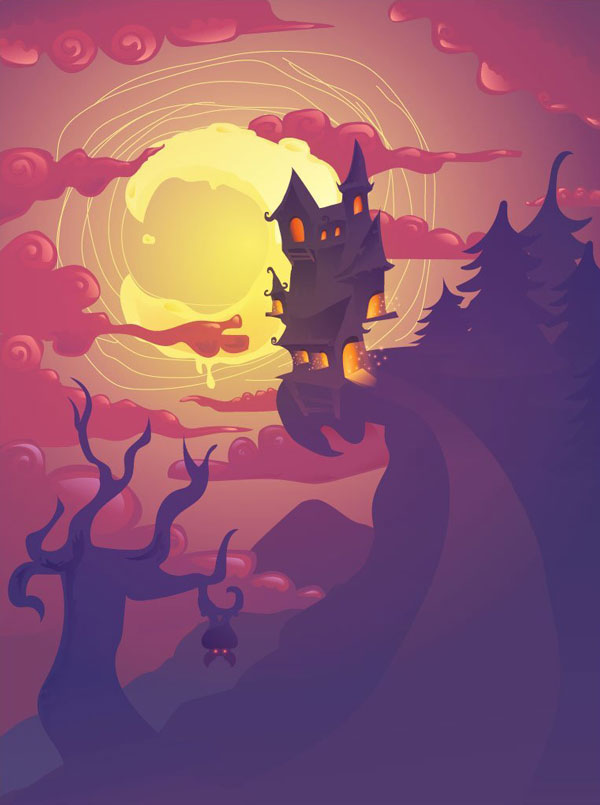 Tanjas Halloween scene illustration