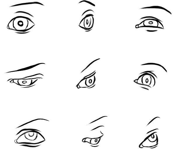 eye sketches at different angles