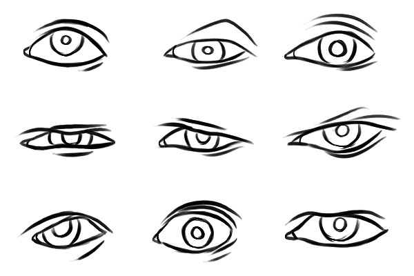 eye sketches showing different emotions