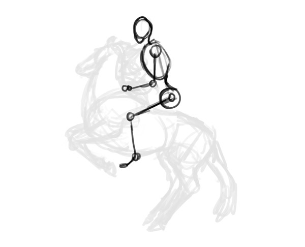 how to draw horse rider pose sitting rearing 3