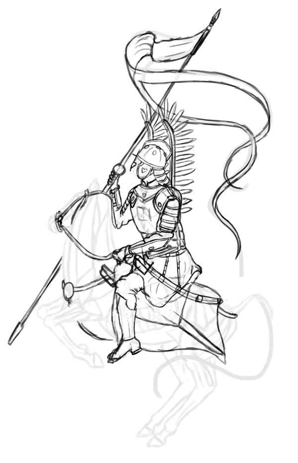 how to draw polish winged hussar 