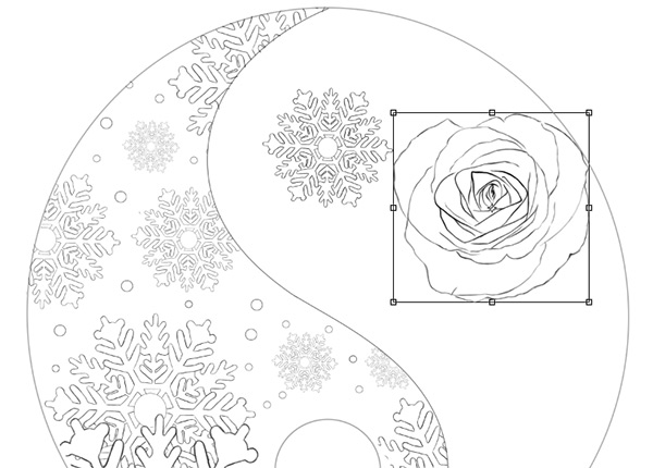 Place the First Rose with the Free Transform Tool