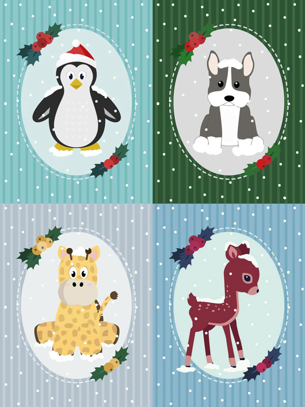 Vintage holiday card designs created by Tessa