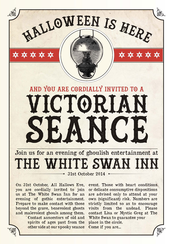 Commenter Lauras result in creating a Victorian styles poster in InDesign