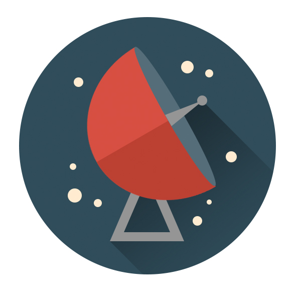 add a long shadow and stars to the radio telescope icon