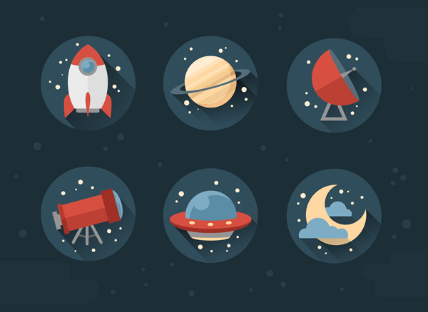 final image with a set of flat space icons