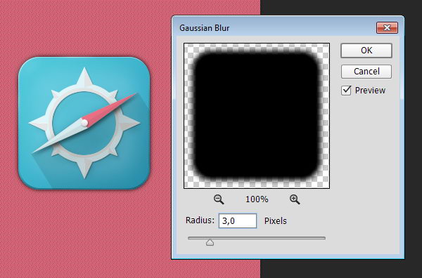 Soften shadow using Gaussian Blur