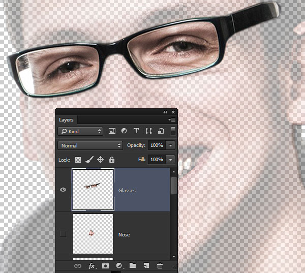 Create a selection for the glasses layer