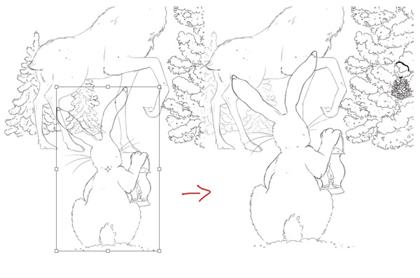 Free Transform the Enlarge Rabbit Layer