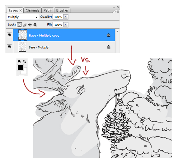 Duplicate Layer and Erase Excess Tones