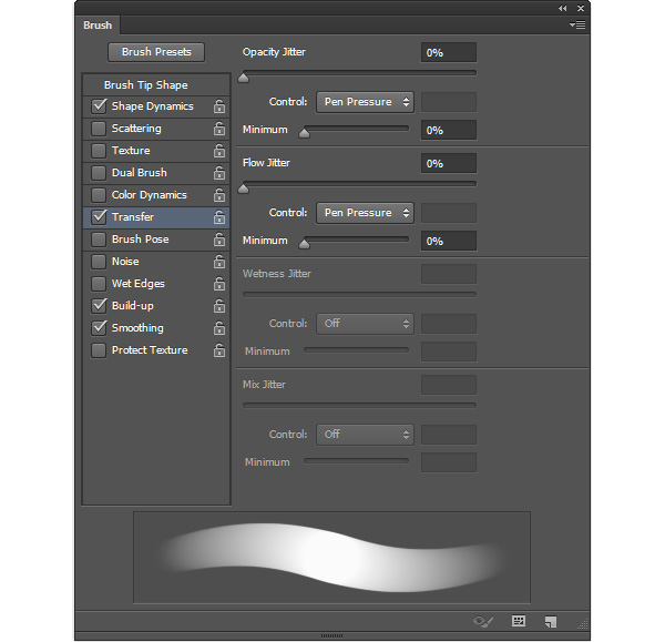 Hard Brush Transfer Settings