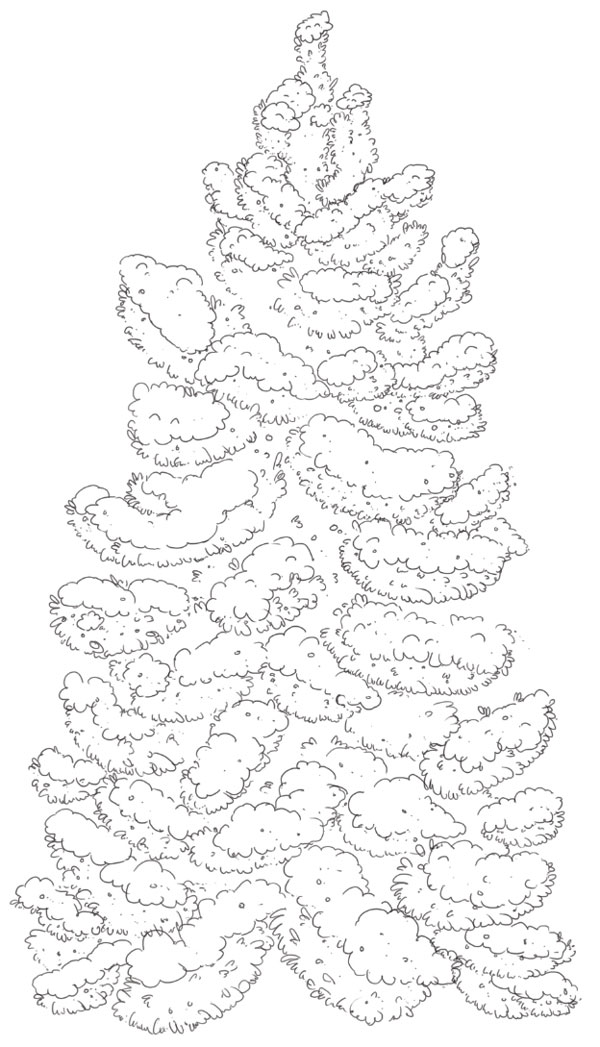 Tree line art with snow