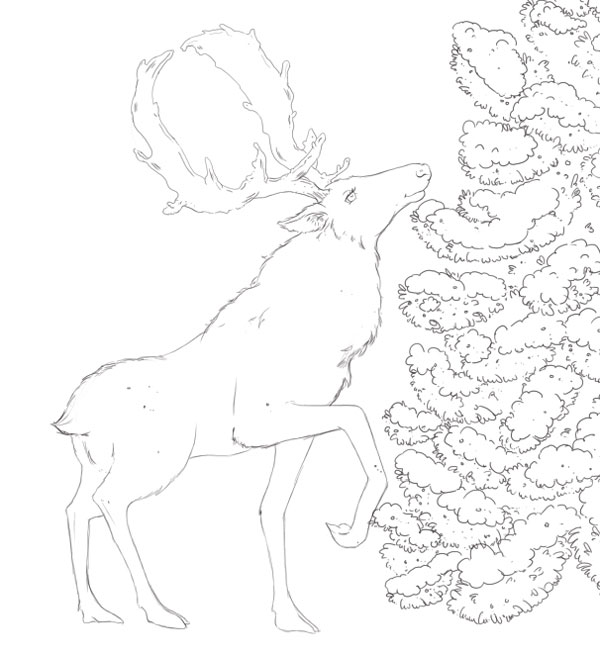 Deer Finished Line Art