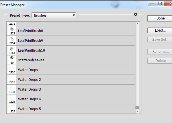 Load the water drop brushes