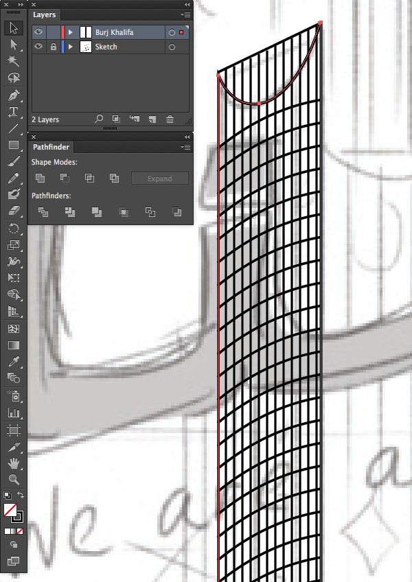 copy paste front back Duplicate Rectangle Selection UAE National Day Poster Sketch Burj Khalifa Sketch Layers