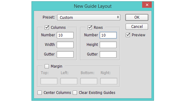 Create a layout grid for the design