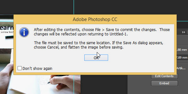 Linked Smart Object - Warning from Photoshop