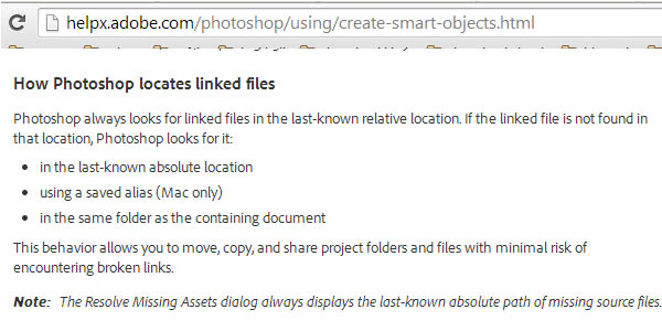 Linked Smart Object - How Photoshop locates linked files