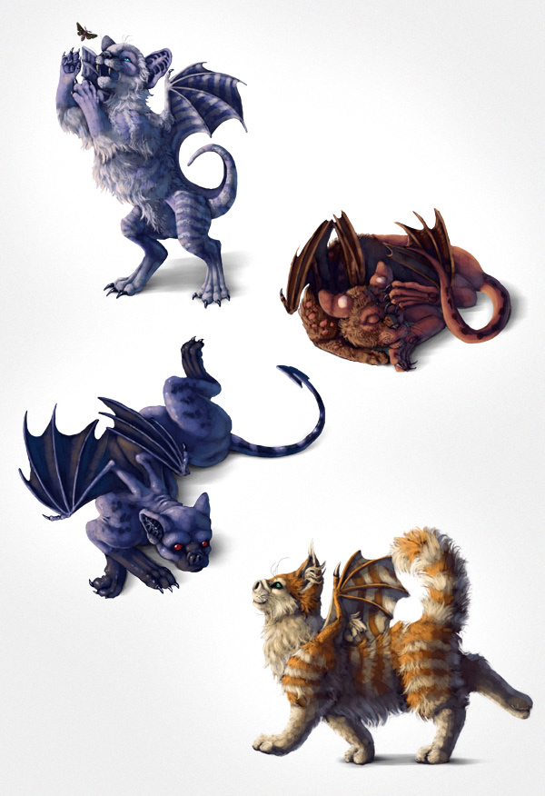 Final image of four bat-cats