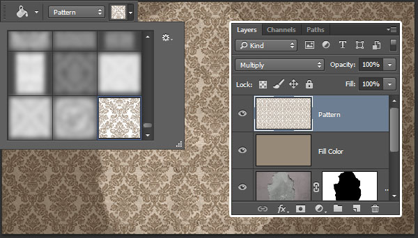 Fill the new layer with the wallpaper pattern