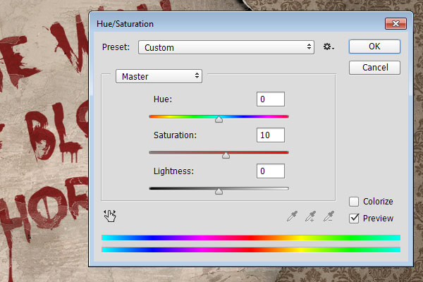 Adjust hue and saturation