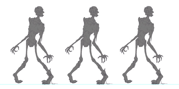 3 Zombie Bases With Line Art For Colour Roughs 