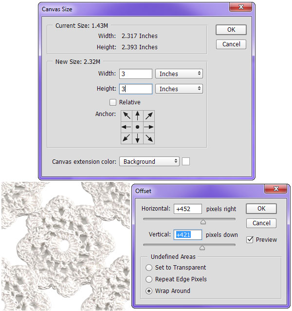 Create a simple repeated pattern with scanned elements