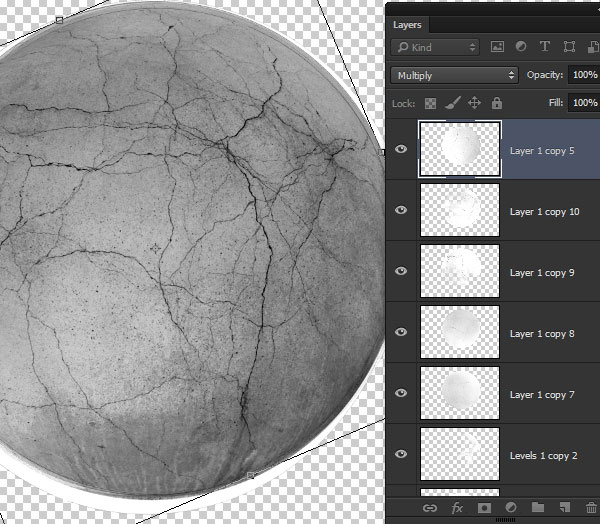 Adding more cracks by using additional photo textures