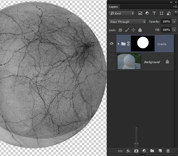 Use a group mask to reform the spherical shape