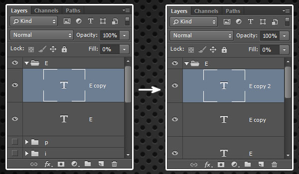 Duplicate the Text Layer and Change the Fill Value