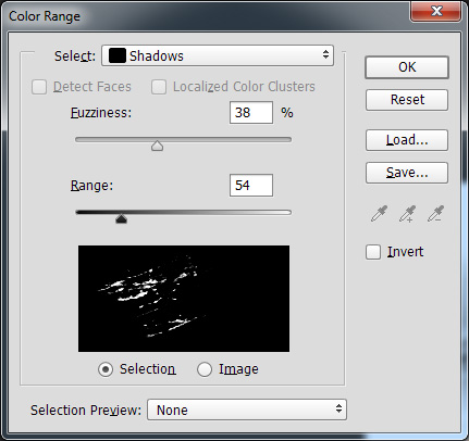 Use Color Range to isolate the scratches