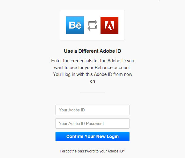 Change the Adobe CC account linked with Behance