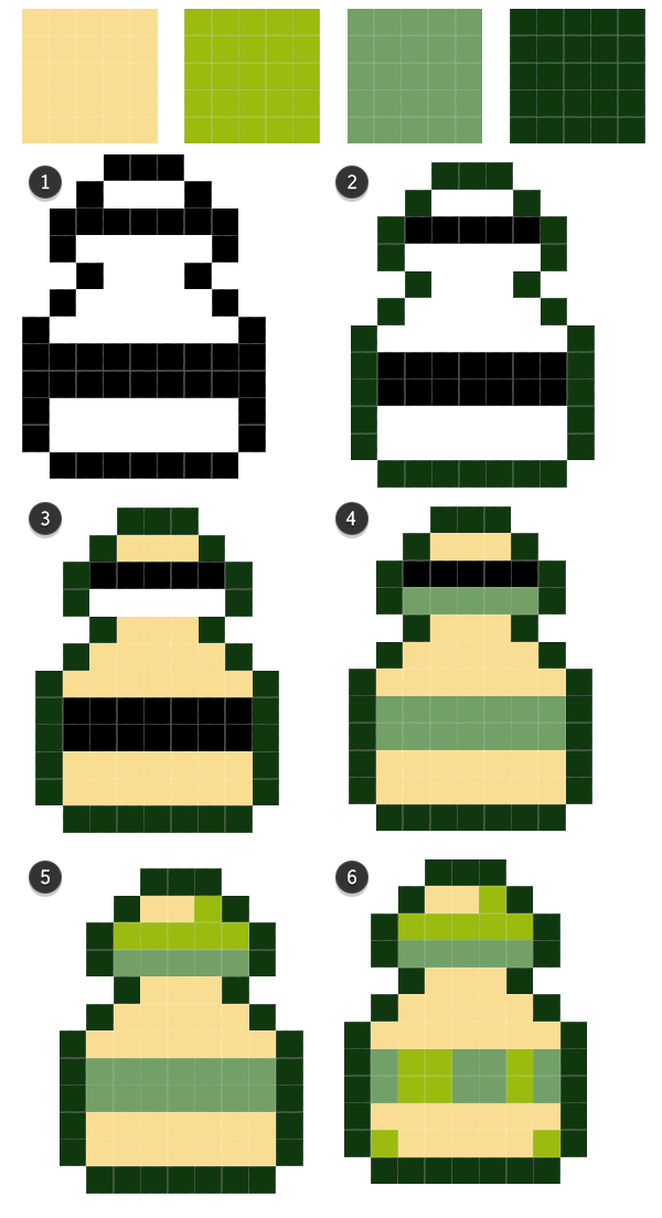 Four color palette rendering for the bottle