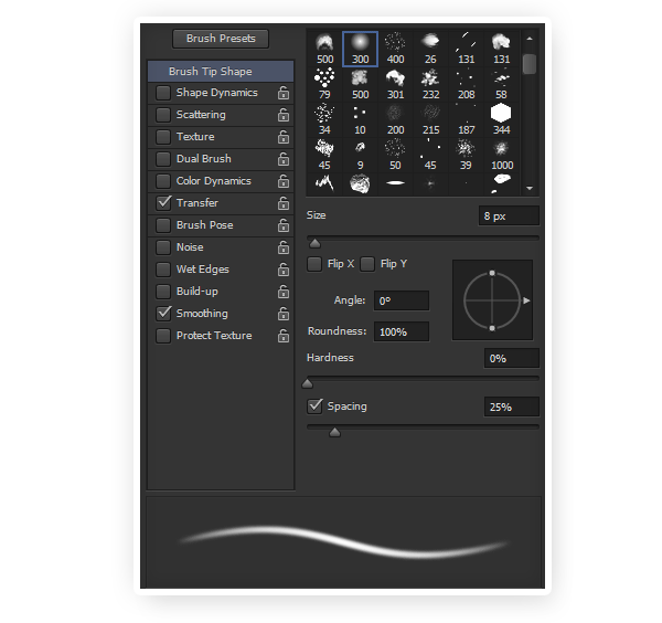 soft brush settings photoshop