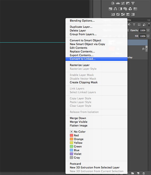 Smart Objects Convert to Linked in Photoshop CC 2014