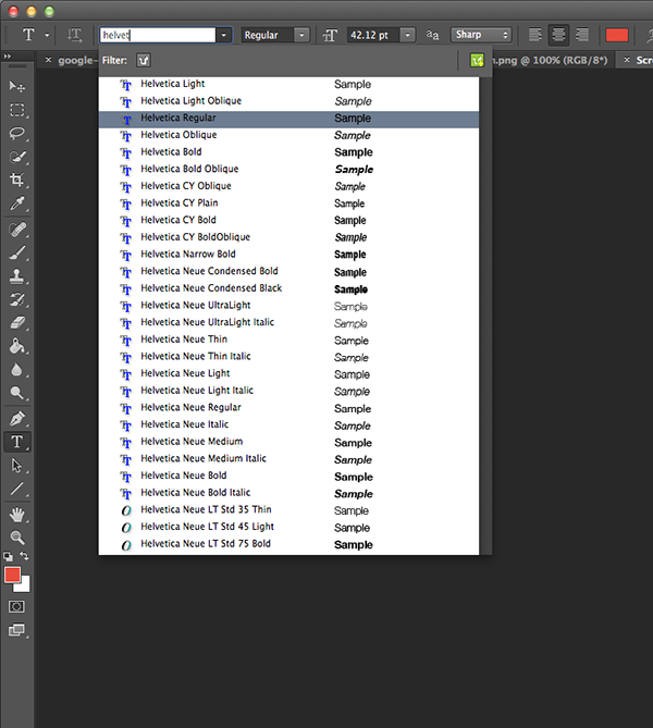 Font Search in Photoshop CC 2014