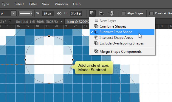 Subtract with circle shape