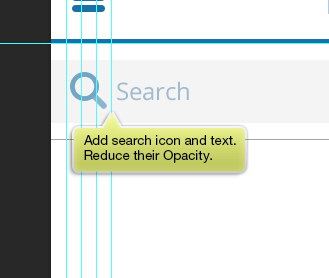 search icon and text