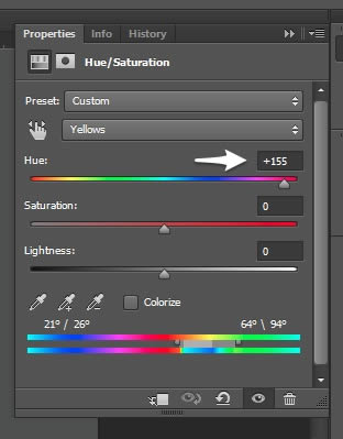 Hue and saturation hue settings