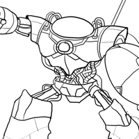 Create Line Art for a Medieval Robot Character Illustration