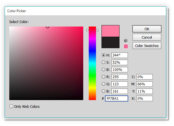 Change the color with the color picker