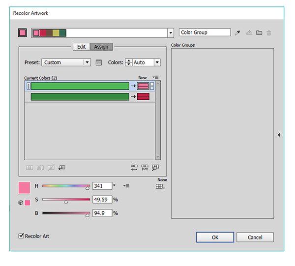 Use the Recolor Art panel to make changes to your objects gradients quickly and easily