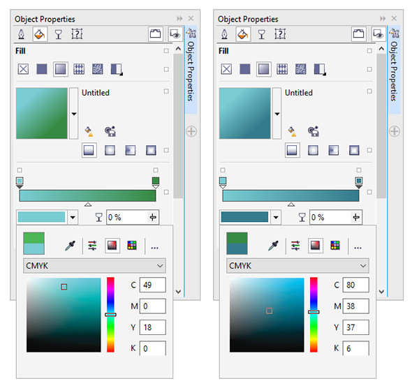 Change the fountain fill colors in corelDRAW