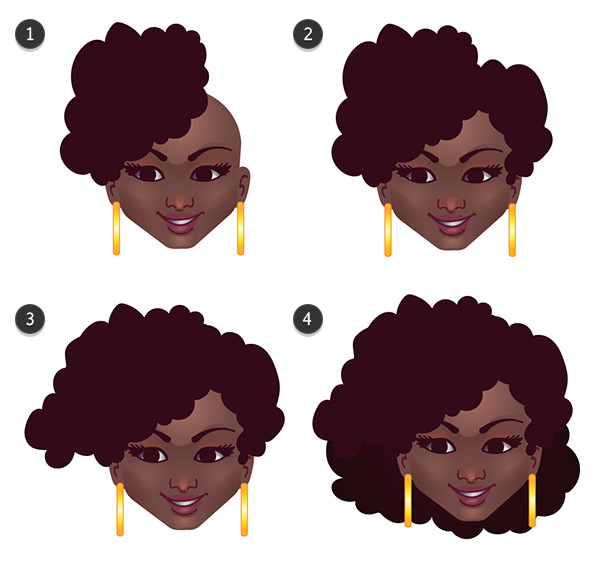 Drawing the hair in four quick steps