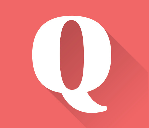 Long shadow applied to the letter Q