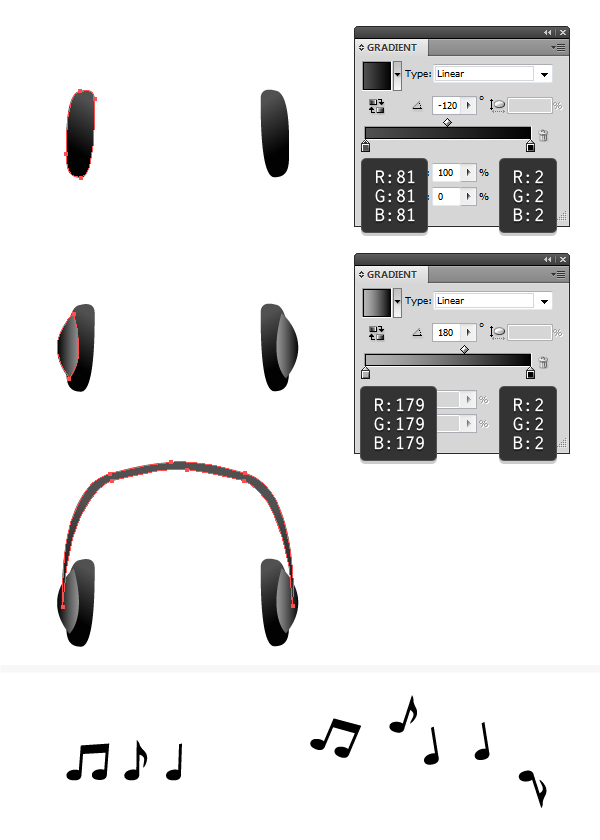 create headphones and music notes