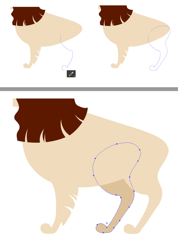 draw the back legs of the dog