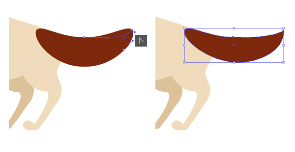 Make the tip of the tail pointed with the Anchor Point Tool 